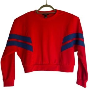 Forever 21 red and blue Crop top sweater